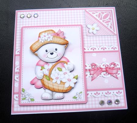 Teddy Tess's Bonnet Quick Card N 3D Decoupage by Charlie Angel