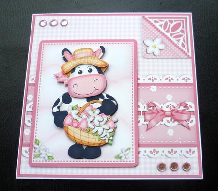 Milly Moo Cow's Bonnet Quick Card N 3D Decoupage by Charlie Angel