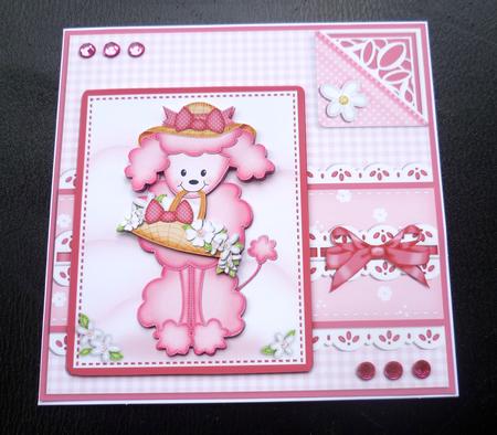 Bon Bon Poodle Dog's Bonnet Quick Card N 3D Decoupage by Charlie Angel