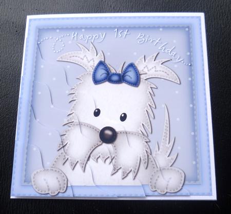 Jock Westie Dog 1st Birthday Wavy Corner Side Stacker by Charlie Angel