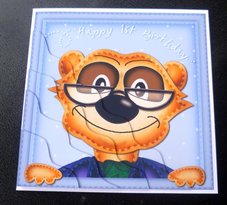 Frank Meerkat 1st Birthday Wavy Corner Side Stacker by Charlie Angel