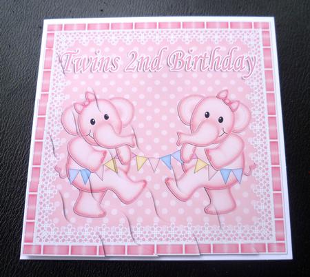 Twins 2nd Birthday Elephants Wavy Corner Stacker by Charlie Angel