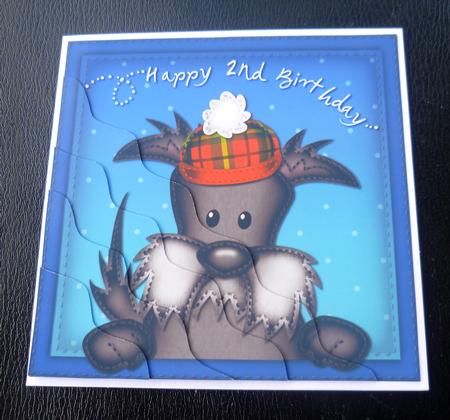 Hamish Scottie Dog 2nd Birthday Side Stacker Topper by Charlie Angel