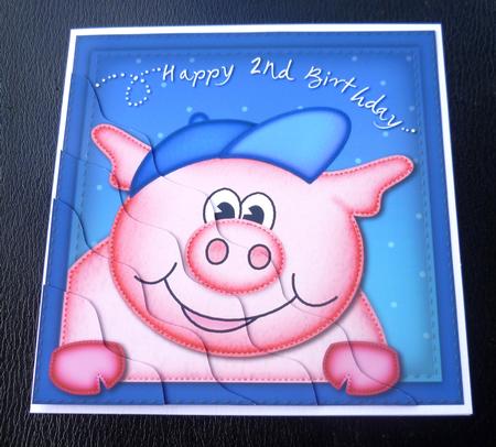 Ziggy Piggy 2nd Birthday Side Stacker Topper by Charlie Angel