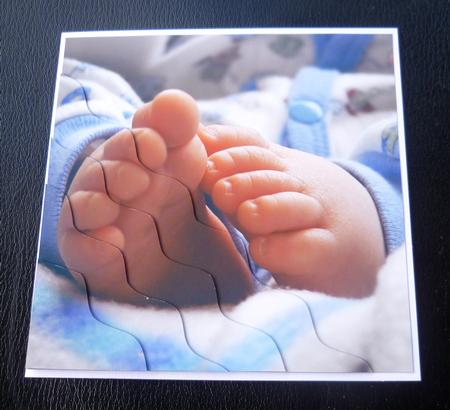 Baby Boy Feet Square Wavy Corner Side Stacker by Charlie Angel