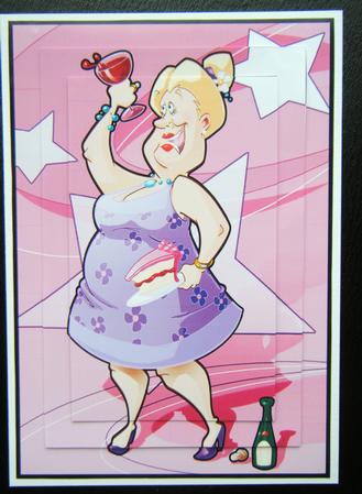 Wine and Cake Lady A4. by Charlie Angel