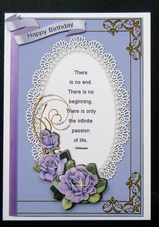 Lavender Roses, Lace & Gold Card by Charlie Angel