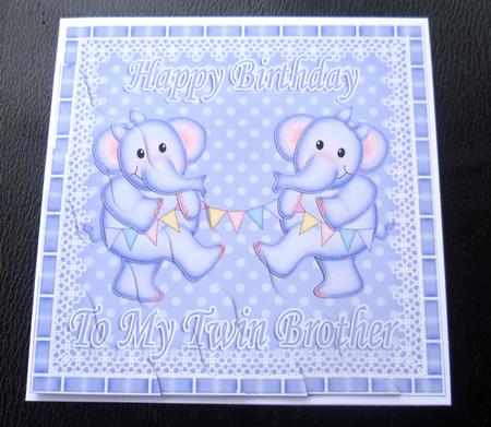 Happy Birthday to My Twin Brother Elephants Wavy Corner by Charlie Angel