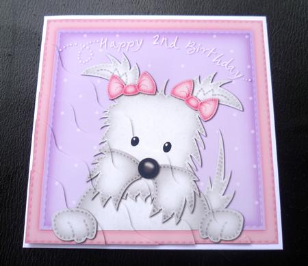 Jess Westie Dog 2nd Birthday Wavy Corner Side Stacker by Charlie Angel