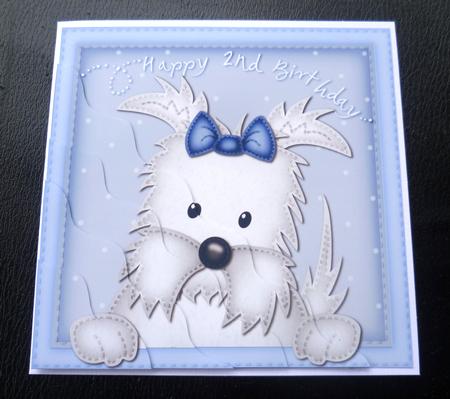 Jock Westie Dog 2nd Birthday Wavy Corner Side Stacker by Charlie Angel