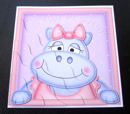 Hilda Hippo 3rd Birthday Side Stacker Topper by Charlie Angel