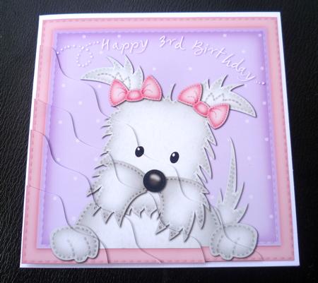 Jess Westie Dog 3rd Birthday Side Stacker Topper by Charlie Angel