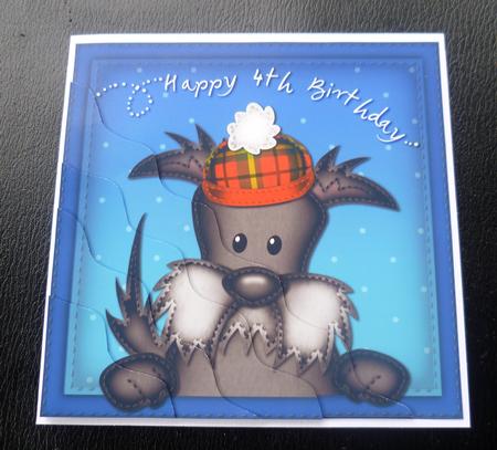 Hamish Scottie Dog 4th Birthday Side Stacker Topper by Charlie Angel