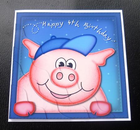 Ziggy Piggy 4th Birthday Side Stacker Topper by Charlie Angel