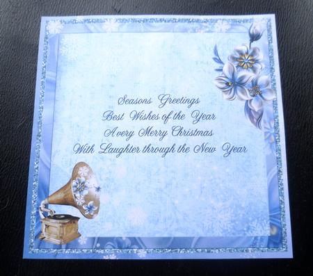 Vintage Gramophone & Winter Flowers 8x8inch Insert by Charlie Angel