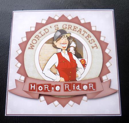 Horse Rider Red Lady Shabby Chic 8x8 by Charlie Angel
