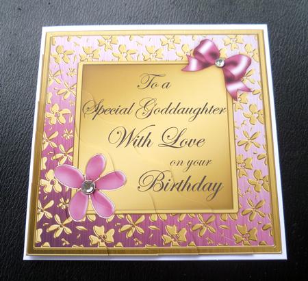 Floral Elegance Birthday Goddaughter Wavy Corner Stacker by Charlie Angel