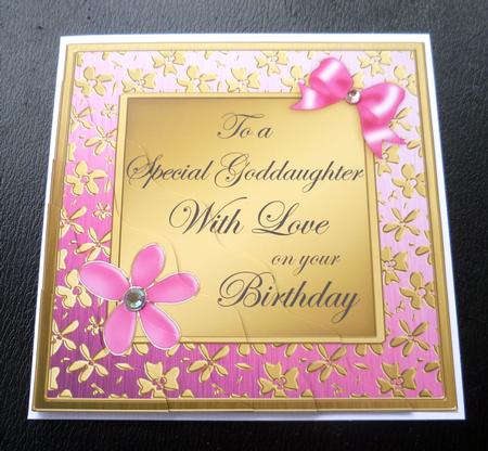 Floral Elegance Birthday Goddaughter Wavy Corner Stacker by Charlie Angel