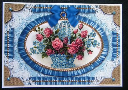 Flower Basket Lace N Ruffles Card Front Step by Step by Charlie Angel