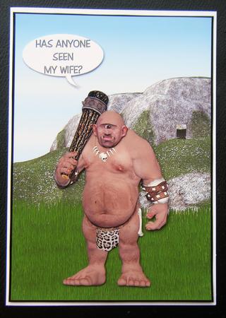 Do You Think I'm Sexy Caveman Card Front with Decoupage by Charlie Angel