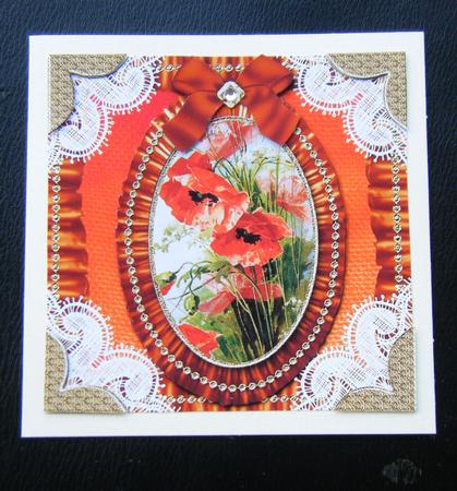 Poppys Lace N Ruffles Square Matching Card Front by Charlie Angel