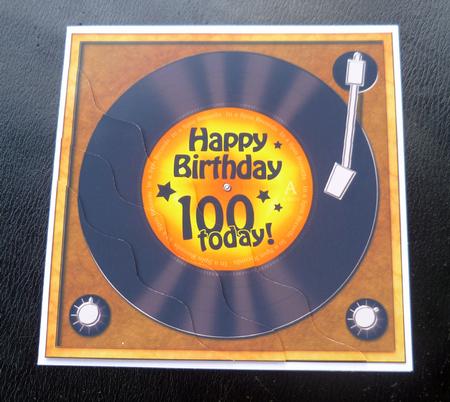 100th Birthday Record Wavy Corner Side Stacker Topper by Charlie Angel