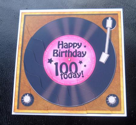 100th Birthday Record Wavy Corner Side Stacker Topper by Charlie Angel