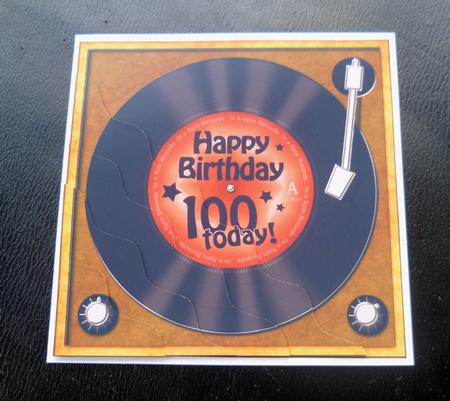 100th Birthday Record Wavy Corner Side Stacker Topper by Charlie Angel