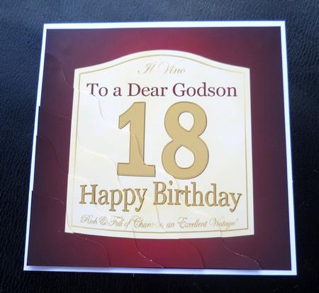 18th Birthday Godson Wine Label Wavy Corner Side Stacker by Charlie Angel
