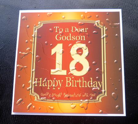 18th Birthday Godson Beer Label Wavy Corner Side Stacker by Charlie Angel