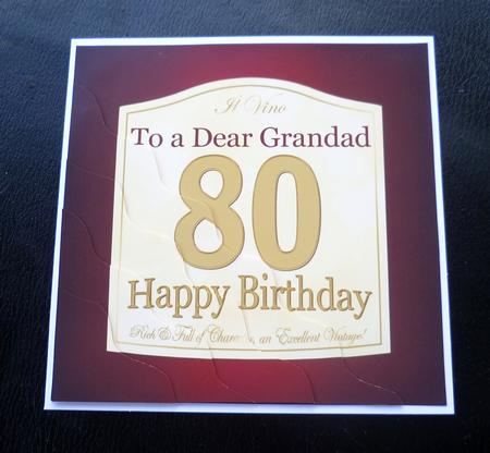 80th Birthday Grandad Wine Label Wavy Corner Side Stacker by Charlie Angel