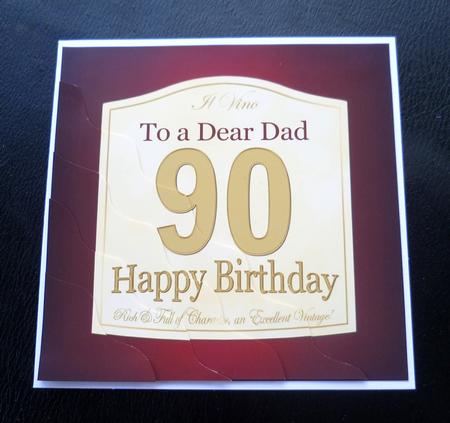 90th Birthday Dad Wine Label Wavy Corner Side Stacker Topper by Charlie Angel