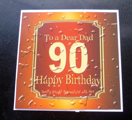 90th Birthday Dad Beer Label Wavy Corner Side Stacker Topper by Charlie Angel