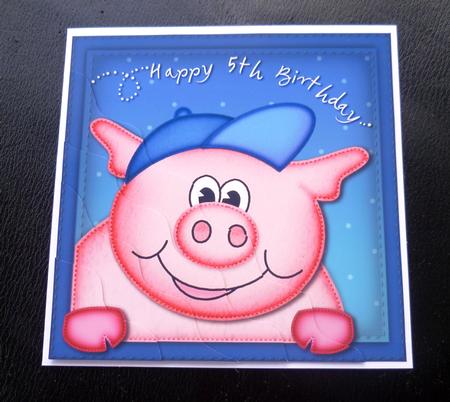 Ziggy Piggy 5th Birthday Side Stacker Topper by Charlie Angel