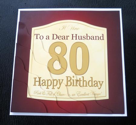 80th Birthday Husband Wine Label Wavy Corner Side Stacker by Charlie Angel