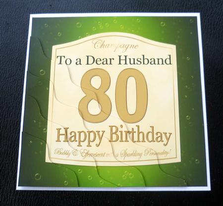 80th Birthday Husband Champagne Label Wavy Corner Side Stack by Charlie Angel