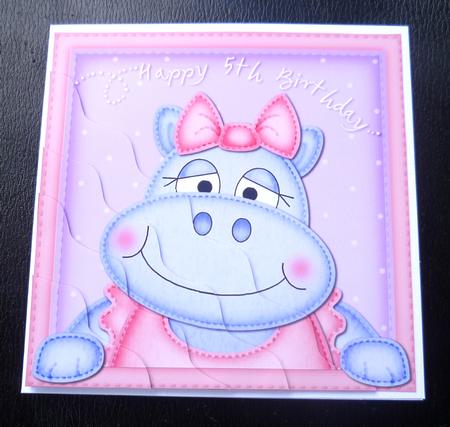 Hilda Hippo 5th Birthday Side Stacker Topper by Charlie Angel