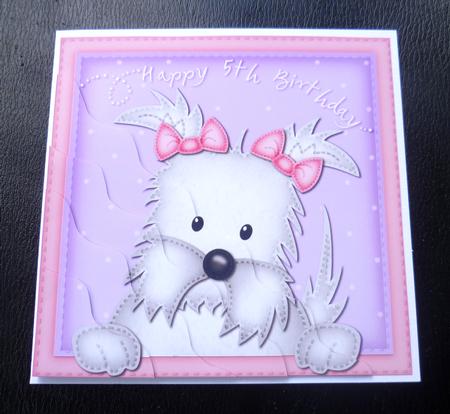 Jess Westie Dog 5th Birthday Side Stacker Topper by Charlie Angel