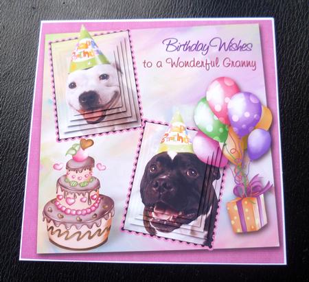Staffie Duo Granny Birthday Pyramid by Charlie Angel