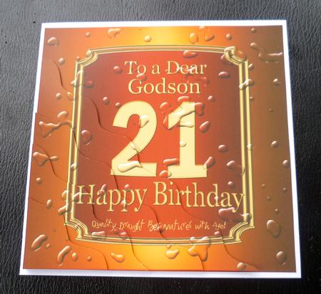 21st Birthday Godson Beer Label Wavy Corner Side Stacker by Charlie Angel