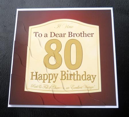 80th Birthday Brother Wine Label Wavy Corner by Charlie Angel