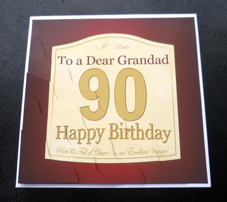 90th Birthday Grandad Wine Label Wavy Corner Side Stacker by Charlie Angel