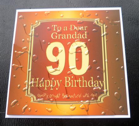 90th Birthday Grandad Beer Label Wavy Corner Side Stacker by Charlie Angel