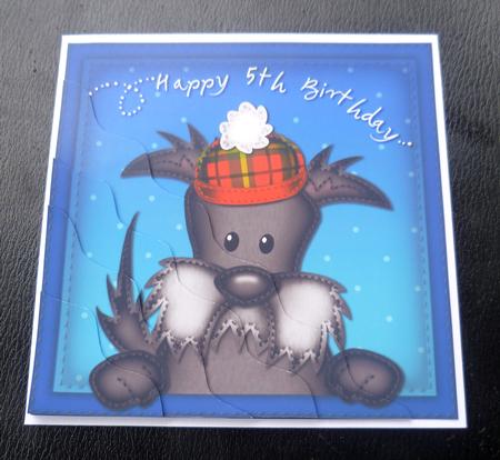 Hamish Scottie Dog 5th Birthday Side Stacker Topper by Charlie Angel