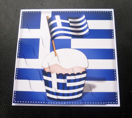 Flying the Flag Greece Cupcake Wavy Corner Side Stacker by Charlie Angel