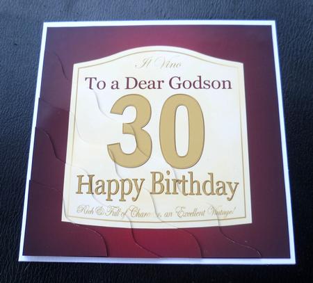30th Birthday Godson Wine Label Wavy Corner Side Stacker by Charlie Angel