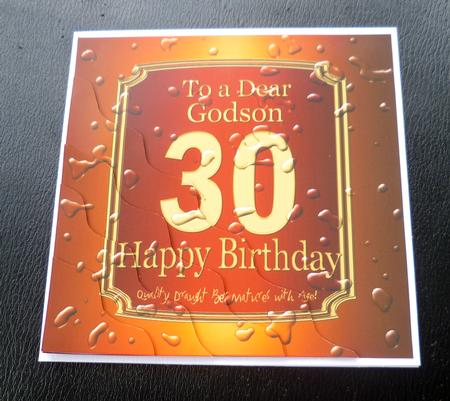 30th Birthday Godson Beer Label Wavy Corner Side Stacker by Charlie Angel