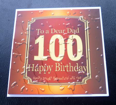 100th Birthday Dad Beer Label Wavy Corner Side Stacker by Charlie Angel