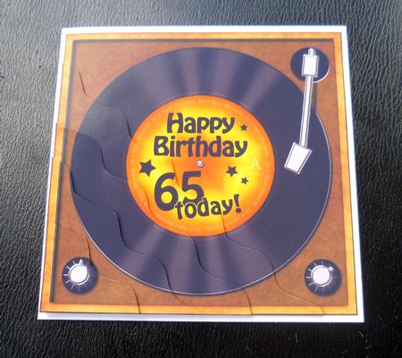65th Birthday Record Wavy Corner Side Stacker Topper by Charlie Angel
