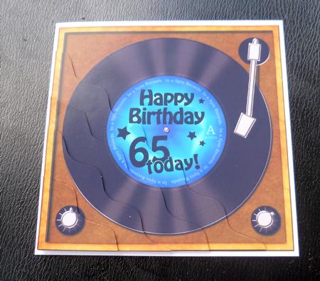 65th Birthday Record Wavy Corner Side Stacker Topper by Charlie Angel